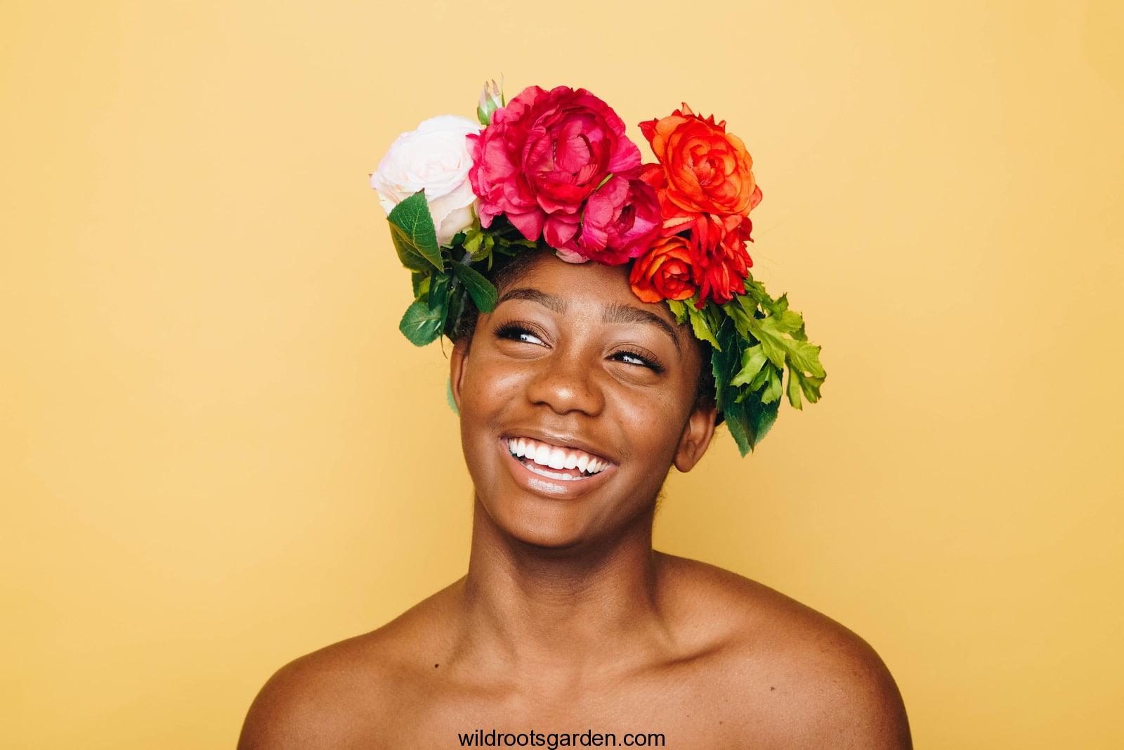 Aloe Vera for Oily Skin,woman smiling wearing flower crown