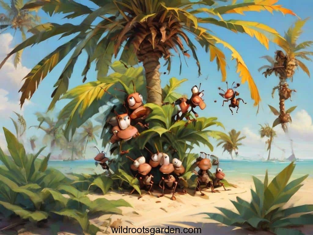 Ants in Palm Tree
