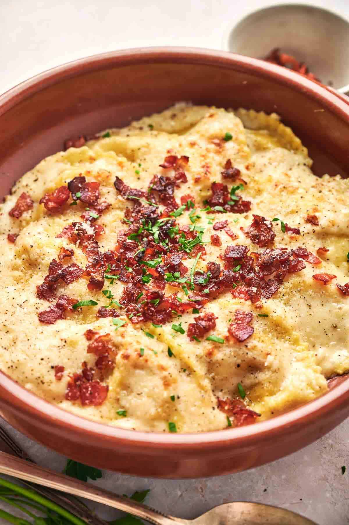 Copycat Olive Garden Ravioli Carbonara