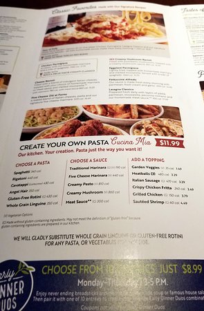 Olive Garden Create Your Own Pasta Menu