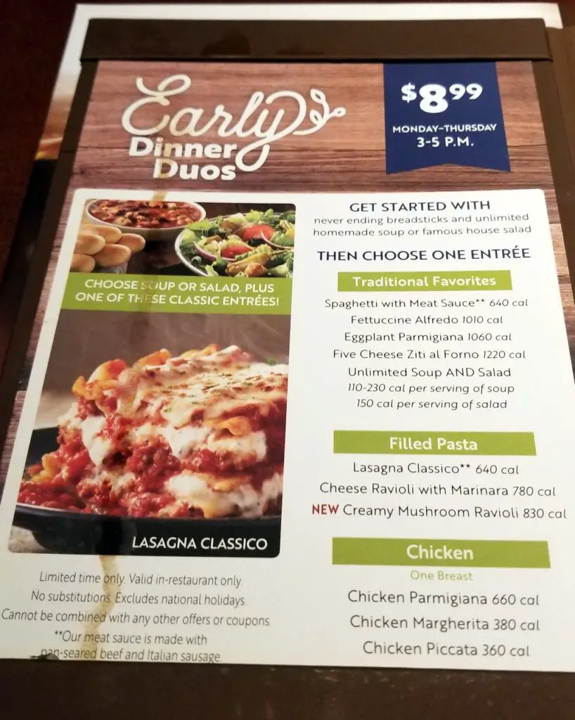 Olive Garden Early Dinner Duos