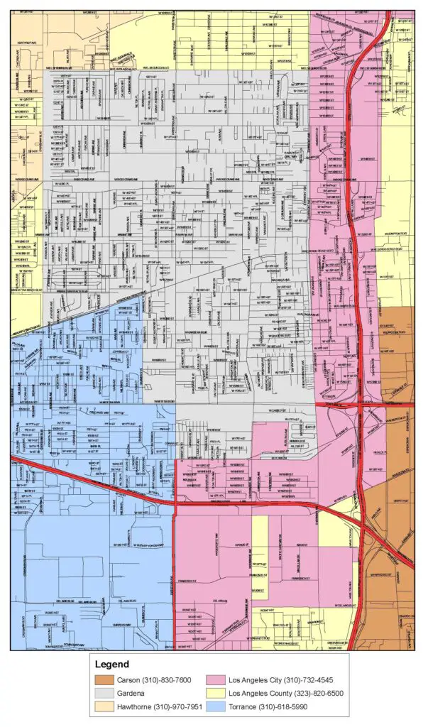 Map of Gardena Ca