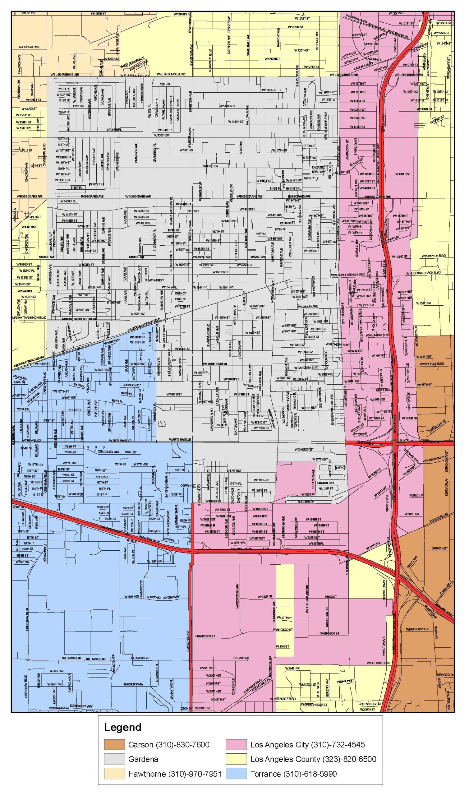 Map of Gardena Ca