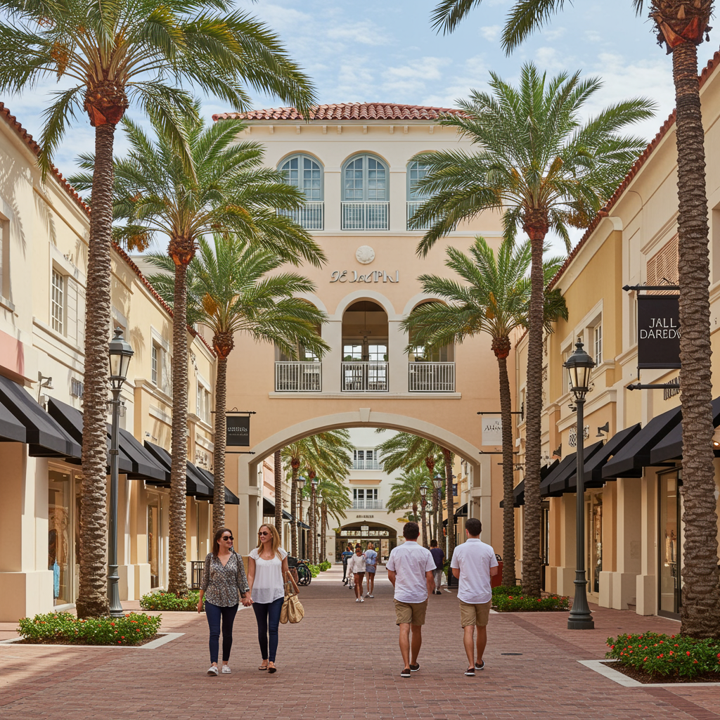 Generate a high-quality, relevant image prompt for an article about: Luxury Palm Beach Gardens Shopp