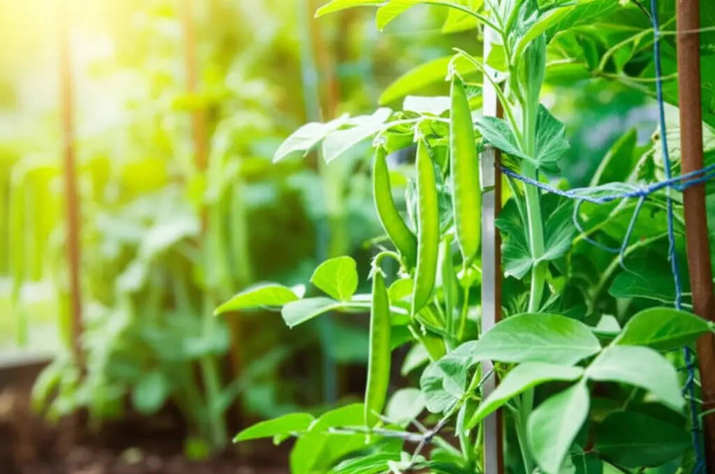 Generate a high-quality, relevant image prompt for an article about: Grow Peas with Tomatoes: Essent