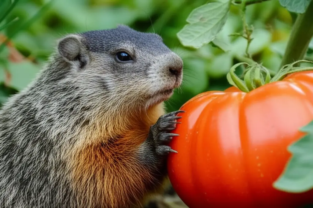 Generate a high-quality, relevant image prompt for an article about: Do Woodchucks Ruin Tomato Plant