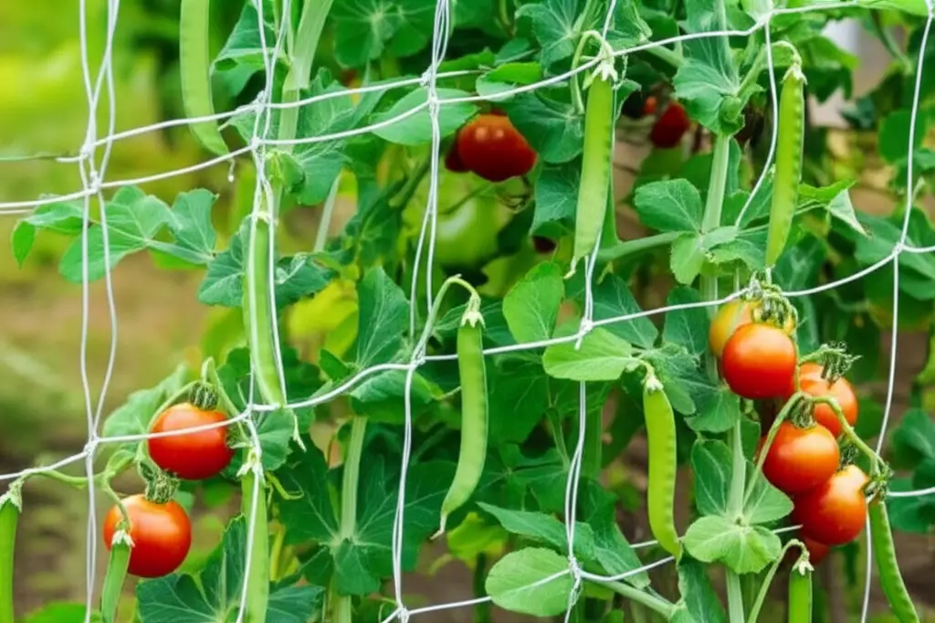 Generate a high-quality, relevant image prompt for an article about: Grow Peas with Tomatoes: Stunni