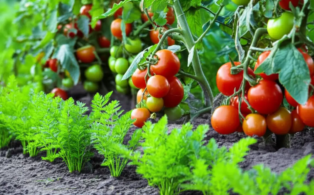 Generate a high-quality, relevant image prompt for an article about: Companion Planting: Grow Stunni