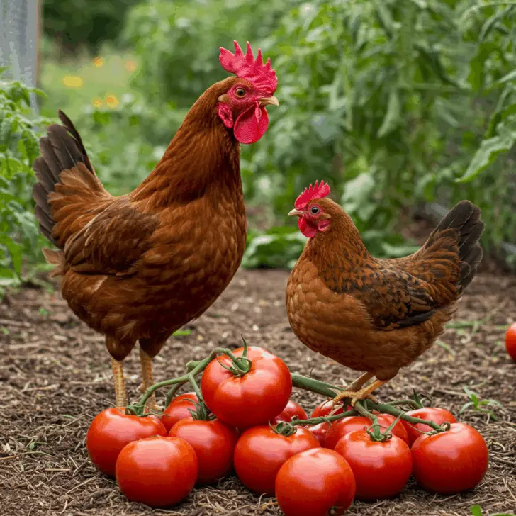 Generate a high-quality, relevant image prompt for an article about: Will Chickens Eat Tomato Plants