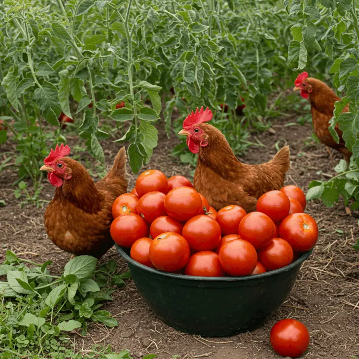 Generate a high-quality, relevant image prompt for an article about: Will Chickens Eat Tomato Plants