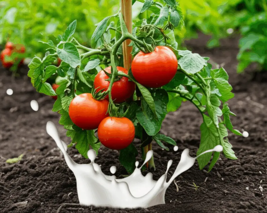 Generate a high-quality, relevant image prompt for an article about: Tomato Success: Plant with Milk