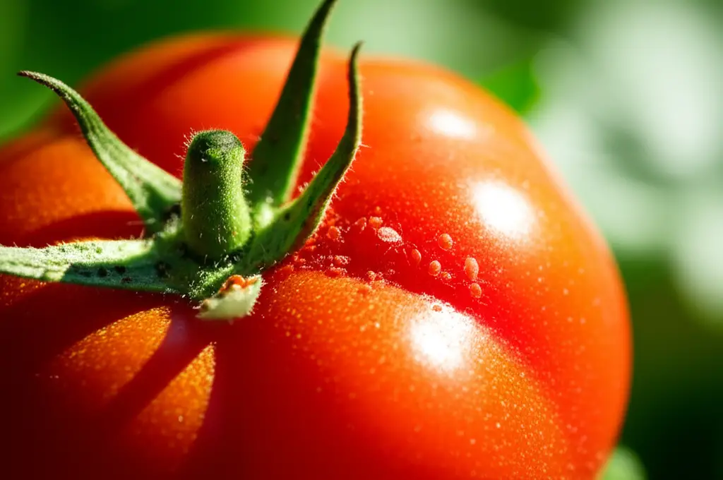 Generate a high-quality, relevant image prompt for an article about: Tiny Red Bugs on Tomatoes: Best