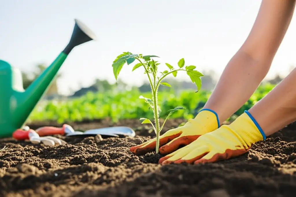Generate a high-quality, relevant image prompt for an article about: Planting Tomatoes in Kansas: Th