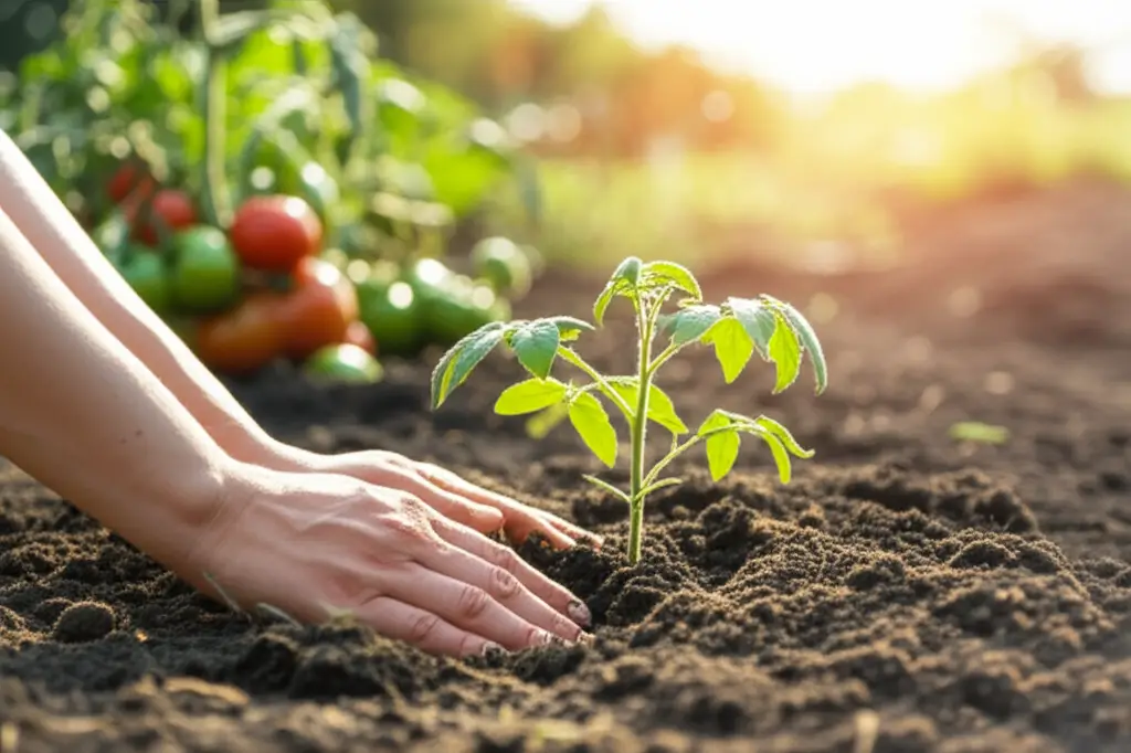 Generate a high-quality, relevant image prompt for an article about: Planting Tomatoes in September: