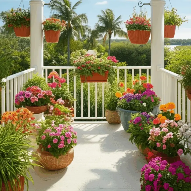 Generate a high-quality, relevant image prompt for an article about: Best Florida Balcony Plants: St