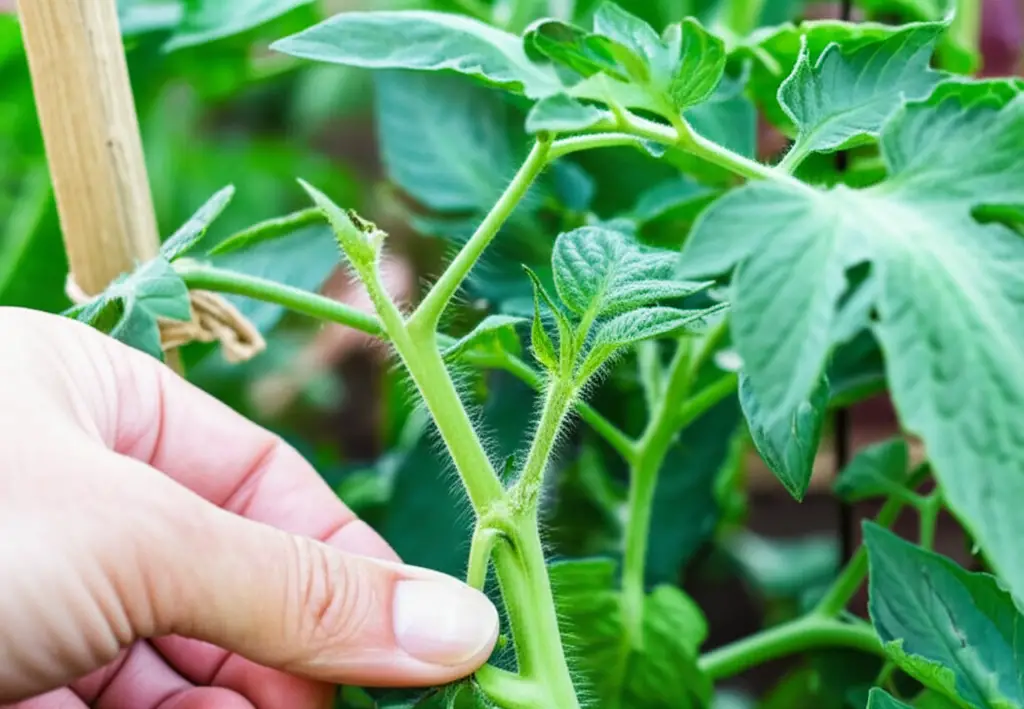 Generate a high-quality, relevant image prompt for an article about: Pinch Tomatoes: Effortless Tip