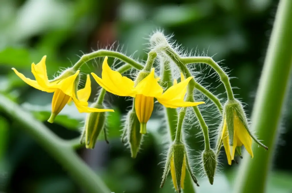 Generate a high-quality, relevant image prompt for an article about: Tomato Flowers No Fruit? Get Ea