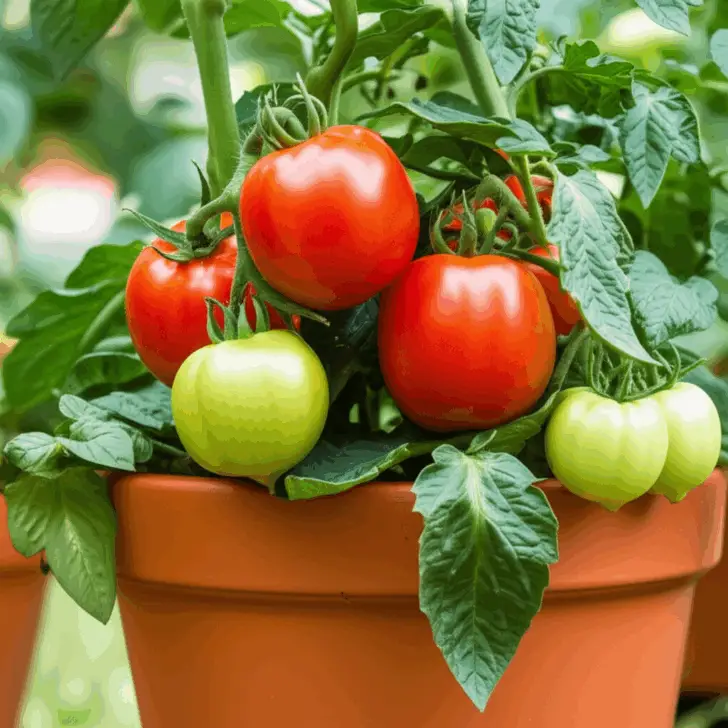 Generate a high-quality, relevant image prompt for an article about: Tomato Plant Pot Size: Best Gui