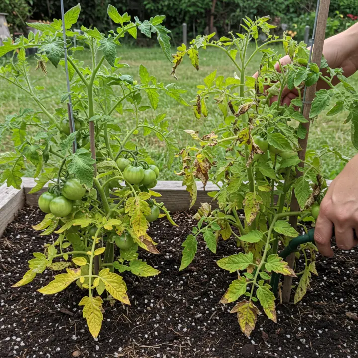 Generate a high-quality, relevant image prompt for an article about: Tomato Plant Problems: The Ulti