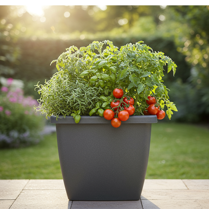 Generate a high-quality, relevant image prompt for an article about: Tomato & Herb Planter: Stunning