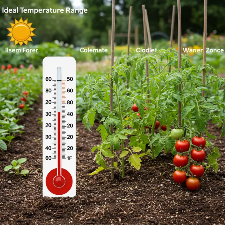 Generate a high-quality, relevant image prompt for an article about: Tomato Planting Temperature: Ul
