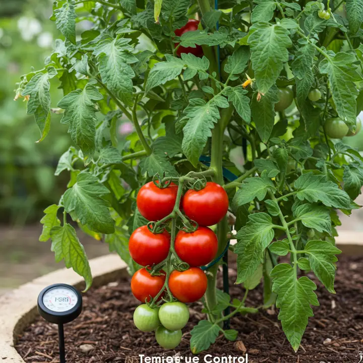 Generate a high-quality, relevant image prompt for an article about: Tomato Plant Outside Temp: Best