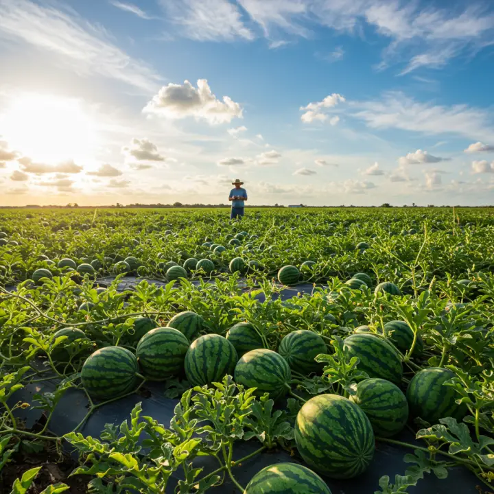 Generate a high-quality, relevant image prompt for an article about: Best Time to Grow Watermelon in