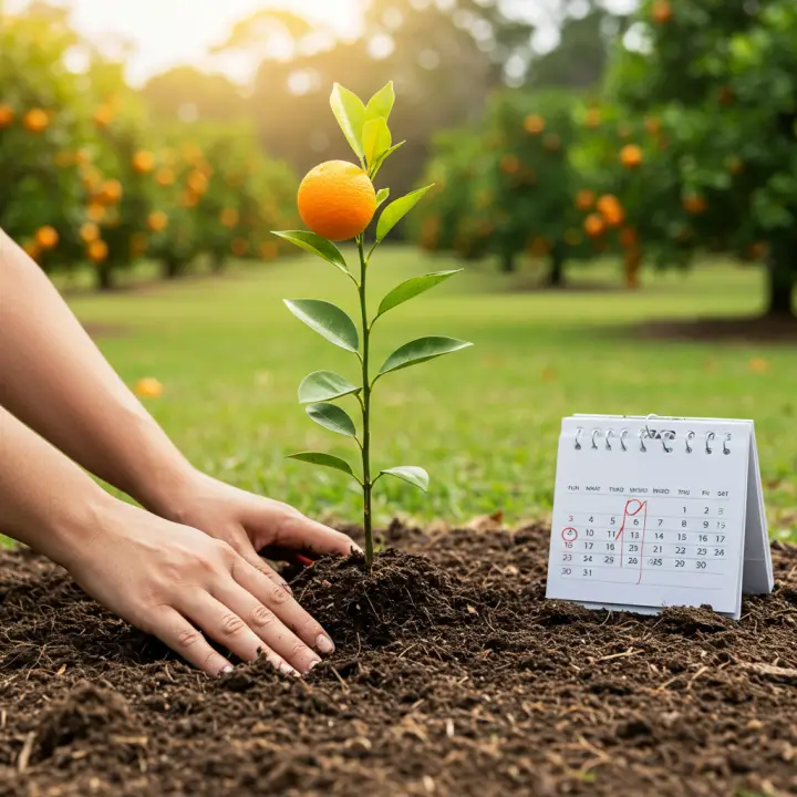 Generate a high-quality, relevant image prompt for an article about: Planting Orange Trees in Florid