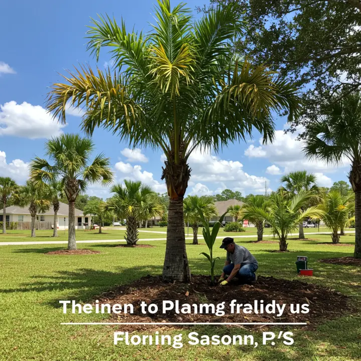 Generate a high-quality, relevant image prompt for an article about: Best Time To Plant Palm Trees i