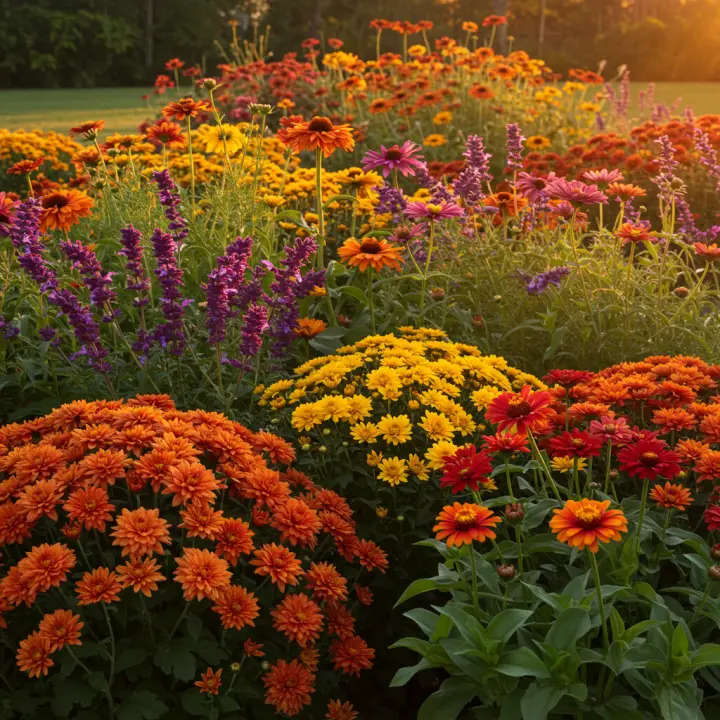 Generate a high-quality, relevant image prompt for an article about: Best Fall Flowers to Plant in F