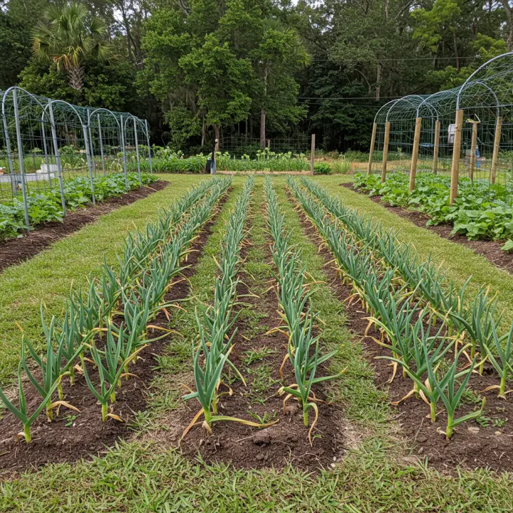 Generate a high-quality, relevant image prompt for an article about: Planting Garlic in Florida: Bes