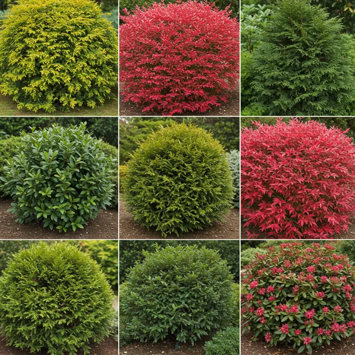 Generate a high-quality, relevant image prompt for an article about: Evergreen Shrubs: 10 Stunning,