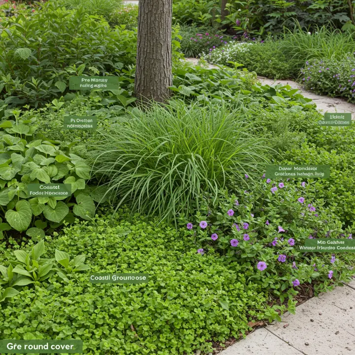 Generate a high-quality, relevant image prompt for an article about: Best Ground Cover Plants: Stunn