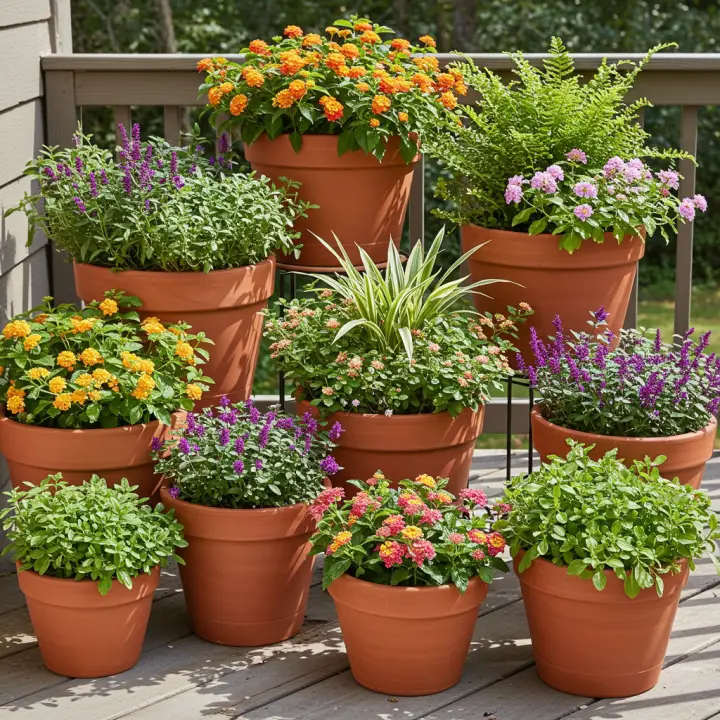 Generate a high-quality, relevant image prompt for an article about: Best Container Plants for N. Fl