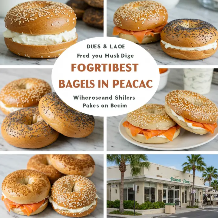 Generate a high-quality, relevant image prompt for an article about: Best Bagels in Palm Beach: Stun