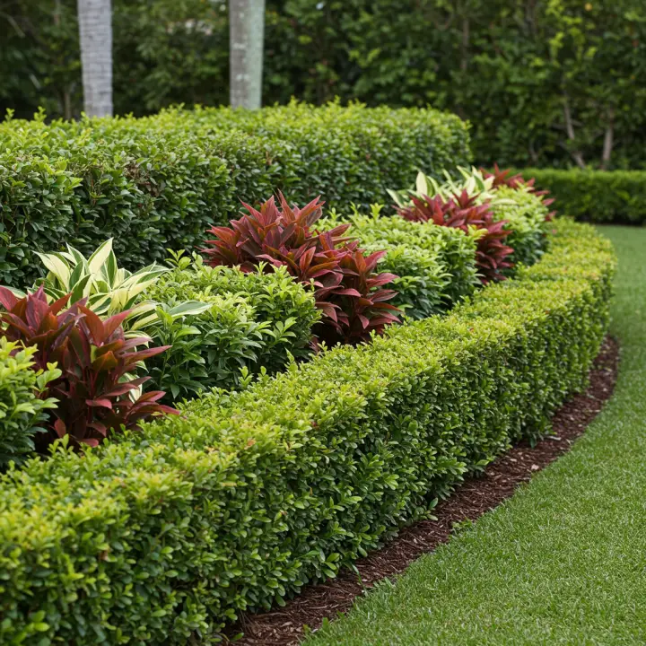 Generate a high-quality, relevant image prompt for an article about: Best Hedge Plants South Florida