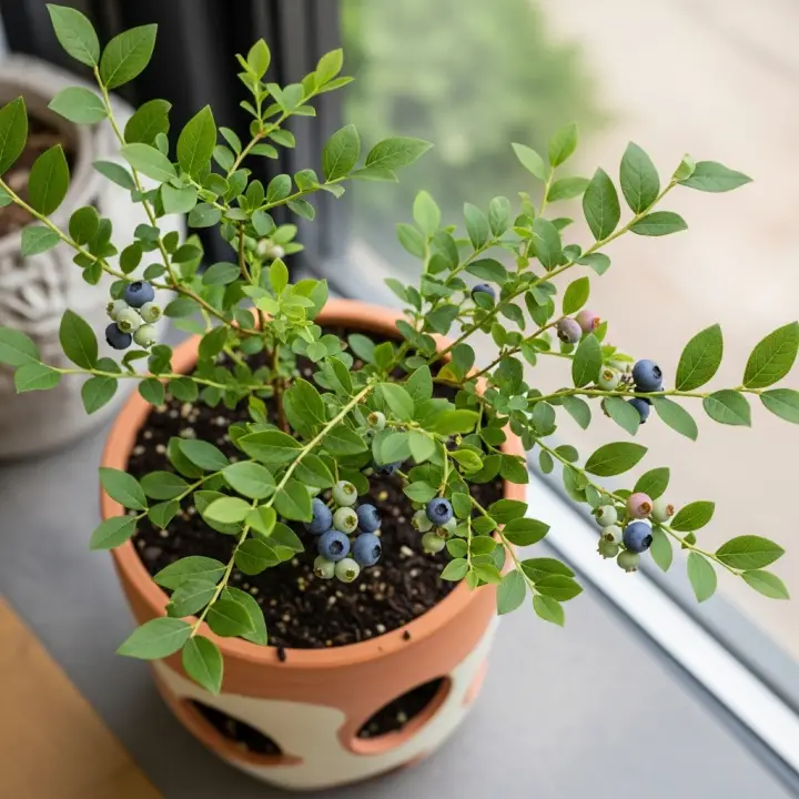 Generate a high-quality, relevant image prompt for an article about: Container for blueberry bushes: