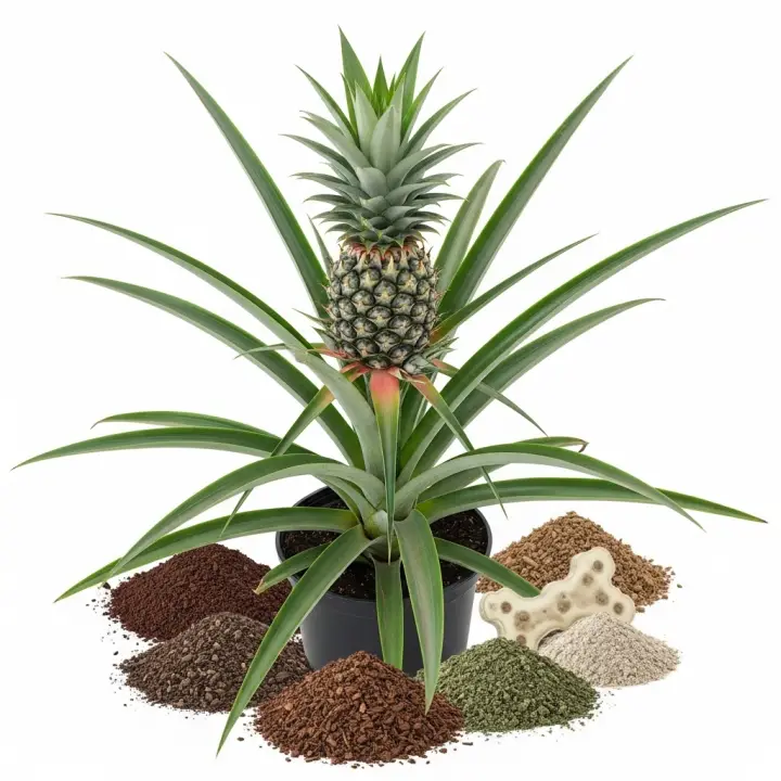 Generate a high-quality, relevant image prompt for an article about: Pineapple Plant Fertilizer: Unb