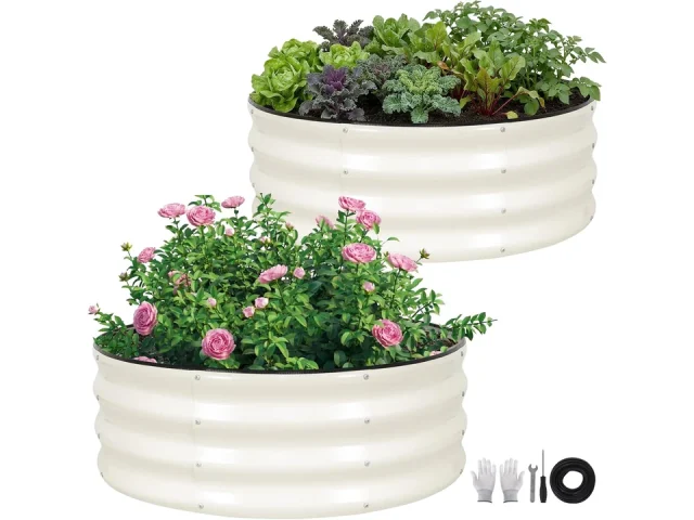 ZORMY Galvanized Raised Garden Bed Outdoor, Round Metal