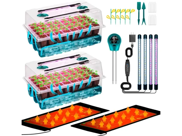 Self-Watering Seed Starter Tray Grow Light Heat Mat