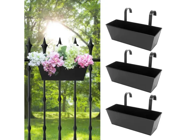 Railing Planters Outdoor Balcony 16 Inch Deck Over