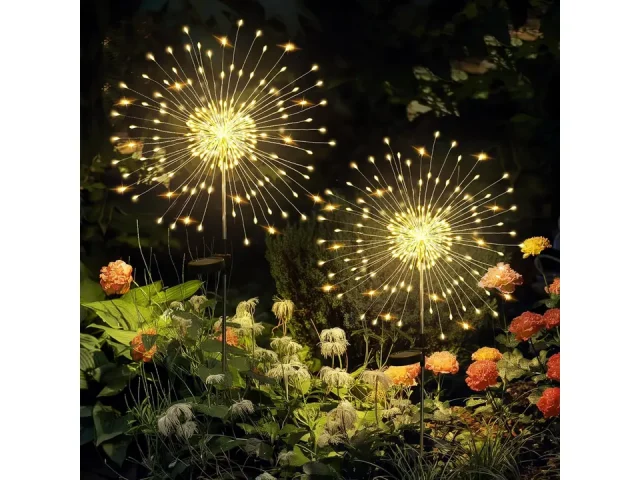GIGALUMI Garden Decor Outdoor Lights 120LED 2Pack, Solar
