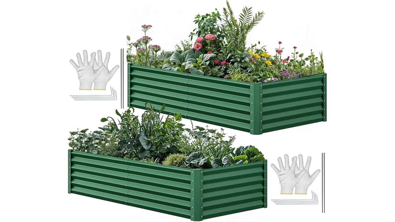 YITAHOME 72x36x18 in 2pcs Galvanized Raised Garden Bed Kit