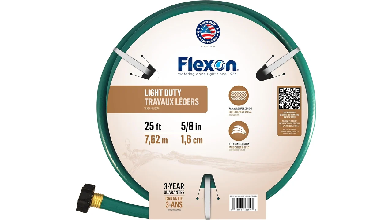 Flexon 5/8-Inch by 25ft Reinforced Garden Hose – Detailed