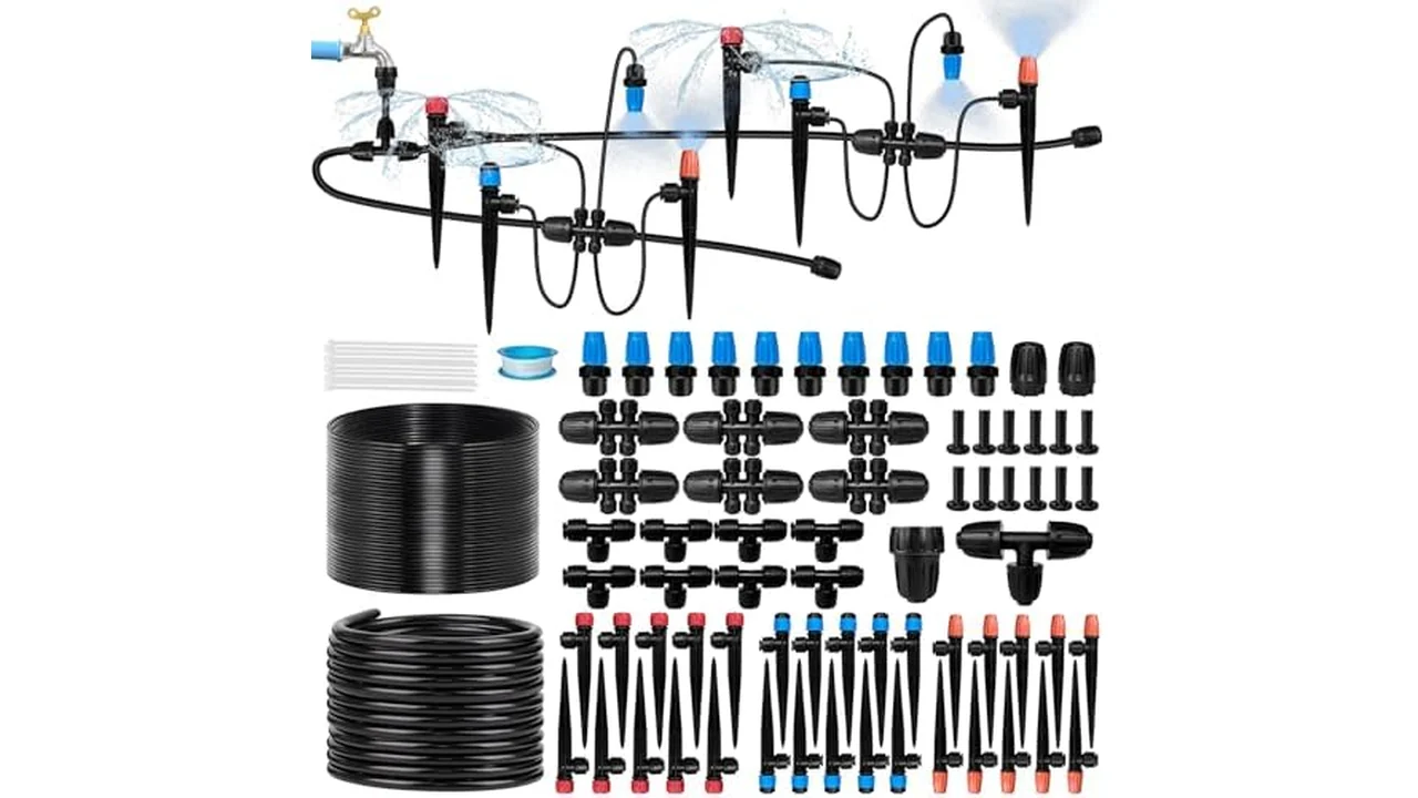 230FT Drip Irrigation System Garden 40 Nozzles & – Pros &