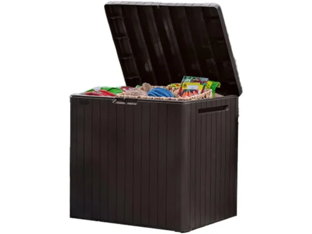 Keter City 30 Gallon Resin Outdoor Storage Box – Detailed
