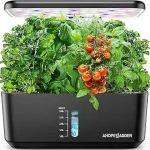 The image shows a lush tomato plant growing in a compact hydroponic system, ideal for the best hydroponic systems for tomatoes.