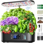 The image shows a modern, compact hydroponic system ideal for growing fresh produce at home.