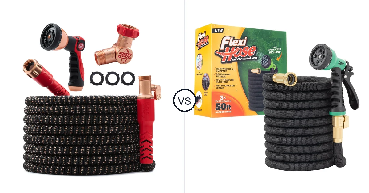 Comparison of Pocket Hose 100 and Flexi Hose Expandable Garden Hose