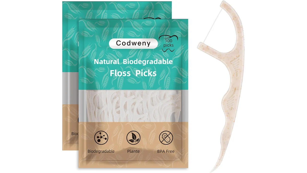 Biodegradable Dental Floss Picks 200 Count, Vegan Plant 9 featured 811